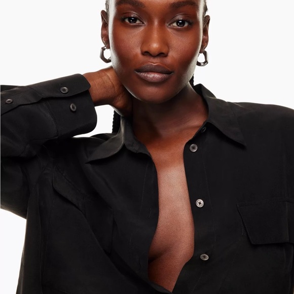 Babaton large black oversized silk shirt - Picture 4 of 4